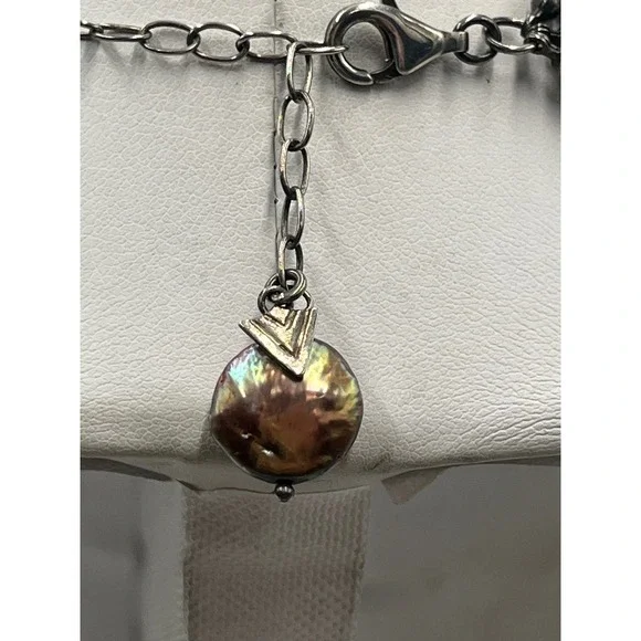 Silpada MultiStrand Sterling Silver Bronze Coin Pearl Necklace N1717 - Picture 8 of 11